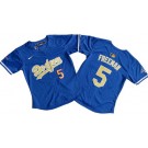 Women's Los Angeles Dodgers #5 Freddie Freeman Blue 2025 Gold Collection Limited Jersey