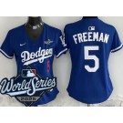 Women's Los Angeles Dodgers #5 Freddie Freeman Blue 2025 World Series Limited Jersey