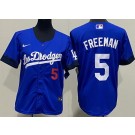 Women's Los Angeles Dodgers #5 Freddie Freeman Blue City Red Number Cool Base Jersey
