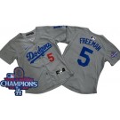 Women's Los Angeles Dodgers #5 Freddie Freeman Gray 2024 World Series Champions Limited Jersey