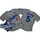 Women's Los Angeles Dodgers #5 Freddie Freeman Gray 2025 World Series Limited Jersey
