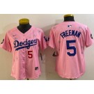 Women's Los Angeles Dodgers #5 Freddie Freeman Pink 2025 Tokyo Series Limited Jersey