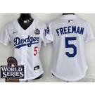 Women's Los Angeles Dodgers #5 Freddie Freeman White 2024 World Series Limited Jersey
