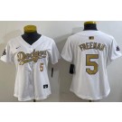 Women's Los Angeles Dodgers #5 Freddie Freeman White 2025 Gold Collection Limited Jersey