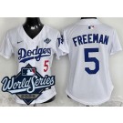 Women's Los Angeles Dodgers #5 Freddie Freeman White 2025 World Series Limited Jersey