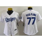 Women's Los Angeles Dodgers #77 Peso Pluma White Team Logo Cool Base Jersey