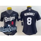Women's Los Angeles Dodgers #8 Enrique Hernandez Black 2025 World Series Limited Jersey