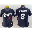 Women's Los Angeles Dodgers #8 Enrique Hernandez Black Cool Base Jersey