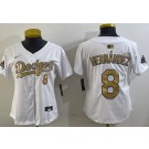 Women's Los Angeles Dodgers #8 Enrique Hernandez White 2025 Gold Collection Limited Jersey