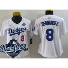 Women's Los Angeles Dodgers #8 Enrique Hernandez White 2025 World Series Limited Jersey