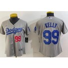 Women's Los Angeles Dodgers #99 Joe Kelly Gray Player Number Team Logo Cool Base Jersey