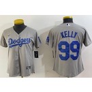Women's Los Angeles Dodgers #99 Joe Kelly Gray Team Logo Cool Base Jersey