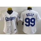 Women's Los Angeles Dodgers #99 Joe Kelly White Team Logo Cool Base Jersey