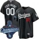 Women's Los Angeles Dodgers Custom Black 2025 World Series Champions Limited Jersey