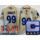 Women's Los Angeles Rams #99 Aaron Donald Limited Bone C Patch 2022 Super Bowl LVI Vapor Jersey