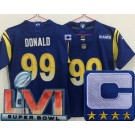 Women's Los Angeles Rams #99 Aaron Donald Limited Royal C Patch 2022 Super Bowl LVI Vapor Jersey