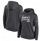 Women's Los Angeles Rams Anthracite 2021 NFC Champions Locker Room Trophy Collection Pullover Hoodie