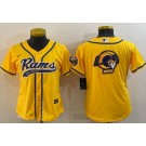 Women's Los Angeles Rams Blank Limited Yellow Team Logo Baeball Jersey