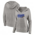 Women's Los Angeles Rams Gray On Side Stripe V Neck Pullover Hoodie