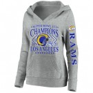 Women's Los Angeles Rams Gray Super Bowl LVI Champions Vintage V Neck Pullover Hoodie