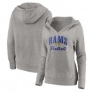 Women's Los Angeles Rams Gray Victory Script V Neck Pullover Hoodie