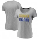 Women's Los Angeles Rams Heather Charcoal Stronger Together V Neck Printed T-Shirt 0842