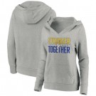 Women's Los Angeles Rams Heather Gray Stronger Together Crossover Neck Printed Pullover Hoodie 0728