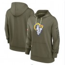 Women's Los Angeles Rams Olive 2022 Salute To Service Performance Pullover Hoodie