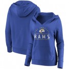 Women's Los Angeles Rams Royal Iconic League Leader V Neck Pullover Hoodie