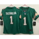 Women's Miami Dolphins #1 Tua Tagovailoa Limited Aqua Throwback Vapor Untouchable Jersey