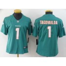 Women's Miami Dolphins #1 Tua Tagovailoa Limited Aqua Vapor Untouchable Jersey