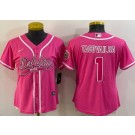 Women's Miami Dolphins #1 Tua Tagovailoa Limited Pink Baseball Jersey