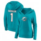 Women's Miami Dolphins #1 Tua Tagovailoa Team Logo V Neck Pullover Hoodie