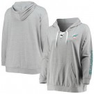 Women's Miami Dolphins Gray Lace Up Pullover Hoodie