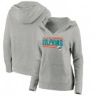 Women's Miami Dolphins Gray On Side Stripe V Neck Pullover Hoodie