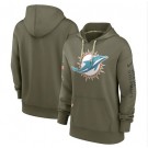 Women's Miami Dolphins Olive 2022 Salute To Service Performance Pullover Hoodie