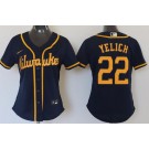 Women's Milwaukee Brewers #22 Christian Yelich Navy Alternate 2020 Cool Base Jersey