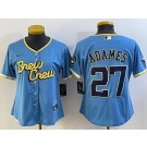 Women's Milwaukee Brewers #27 Willy Adames Powder Blue 2022 City Cool Base Jersey