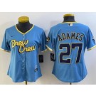 Women's Milwaukee Brewers #27 Willy Adames Powder Blue 2022 City Cool Base Jersey
