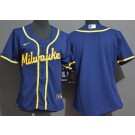 Women's Milwaukee Brewers Blank Blue Alternate Cool Base Jersey