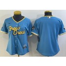 Women's Milwaukee Brewers Blank Powder Blue 2022 City Connect Cool Base Jersey