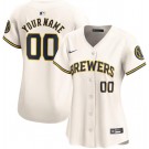 Women's Milwaukee Brewers Customized Cream Limited Jersey