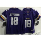 Women's Minnesota Vikings #18 Justin Jefferson Limited Purple Vapor Jersey
