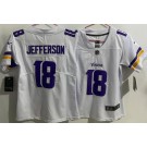 Women's Minnesota Vikings #18 Justin Jefferson Limited White Vapor Jersey