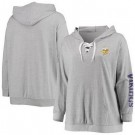 Women's Minnesota Vikings Gray Lace Up Pullover Hoodie