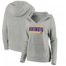 Women's Minnesota Vikings Gray On Side Stripe V Neck Pullover Hoodie