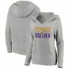 Women's Minnesota Vikings Heather Gray Stronger Together Crossover Neck Printed Pullover Hoodie 0717