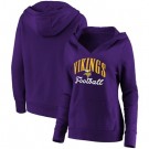 Women's Minnesota Vikings Purple Victory Script V Neck Pullover Hoodie