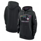Women's New England Patriots Black 2024 Crucial Catch Club Pullover Hoodie