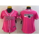 Women's New England Patriots Blank Limited Pink Team Logo Baseball Jersey